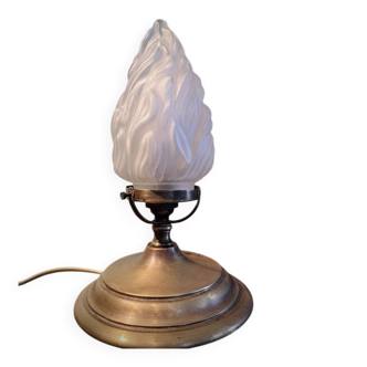 Art Deco flame lamp with frosted glass from 1920-1930.