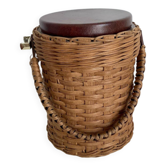 Wicker rattan ice bucket