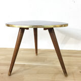 Tripod vintage leather pedestal table, 1960
