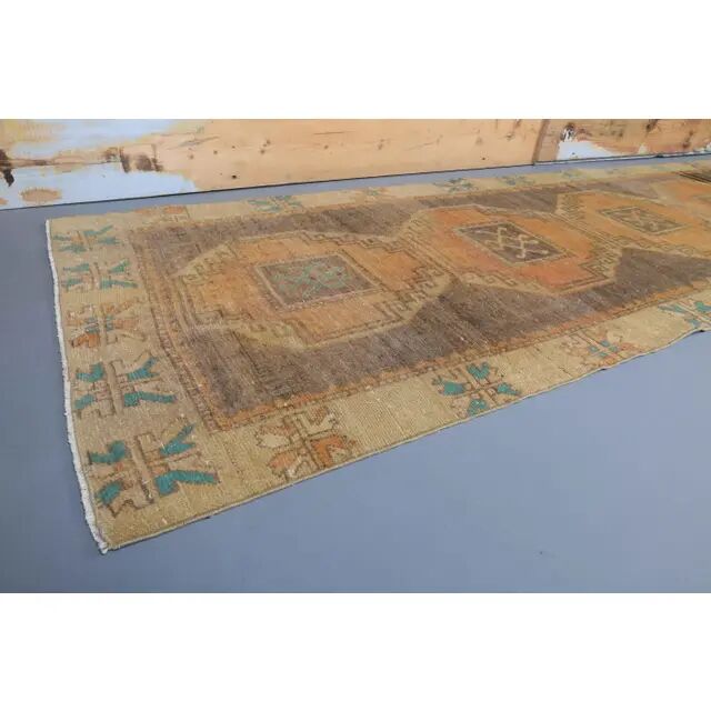 Semi-Vintage Turkish Hand-Knotted Runner 100x381