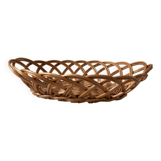 large oval rattan basket vintage 60s-70s