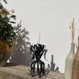 Brutalist organic candle holder in black metal