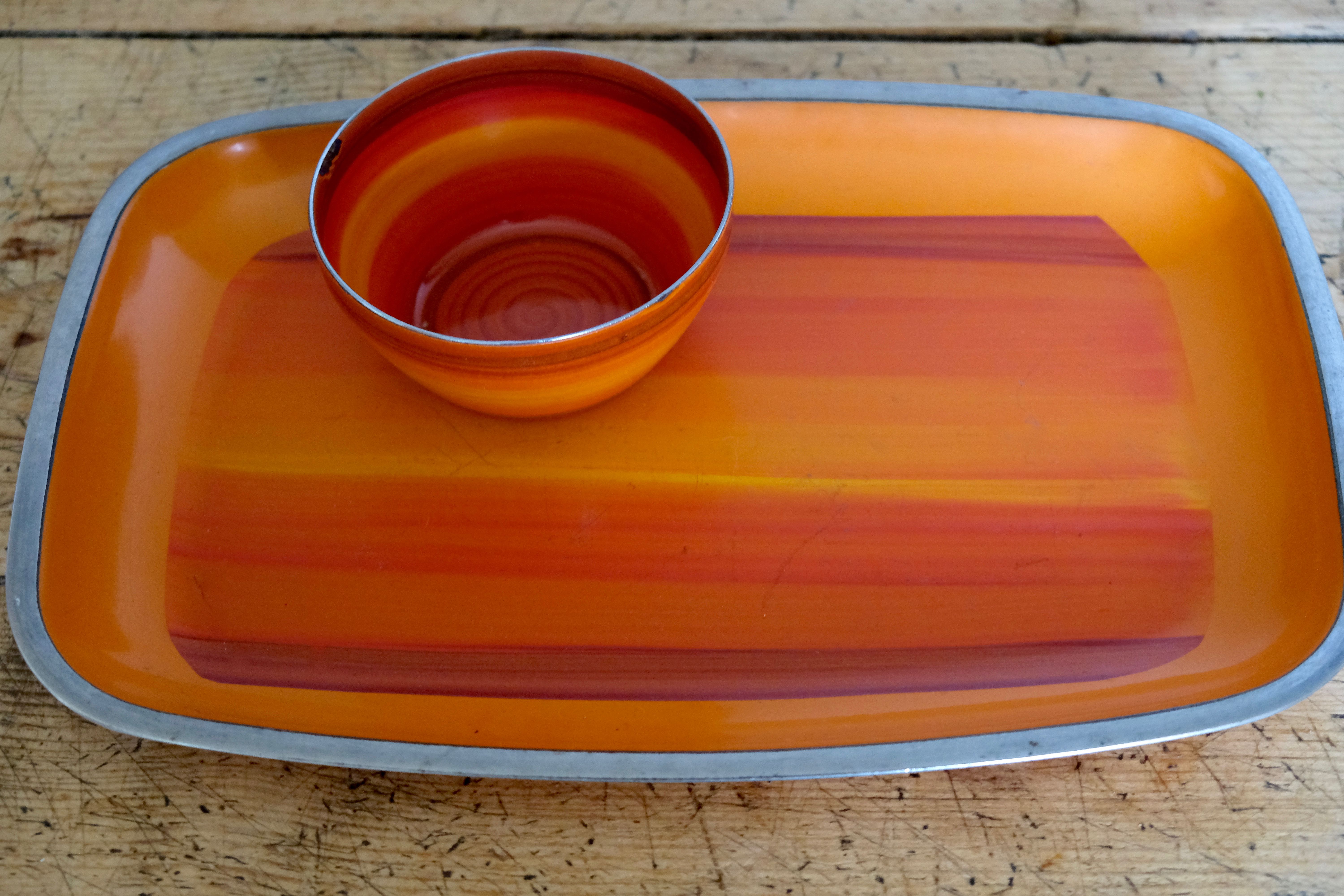 Serving dish and its enamelled aluminium bowl Silit Design from the 60s