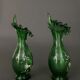 Pair of Marie Gregory vases in green floral decoration enamelled 1900