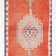 3x11 Burnt Orange Handknotted Hallway Rug, Turkish Vintage Runner Rug