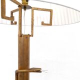 Floor lamp in hammered brass and gilded metal with reptilian decoration - Vintage from the 4s to