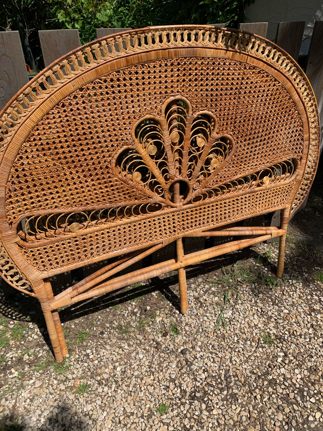 Peacock headboards in rattan and wicker 70s