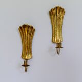 Pair of Art Deco wall sconces in brass, Sweden, 1950s