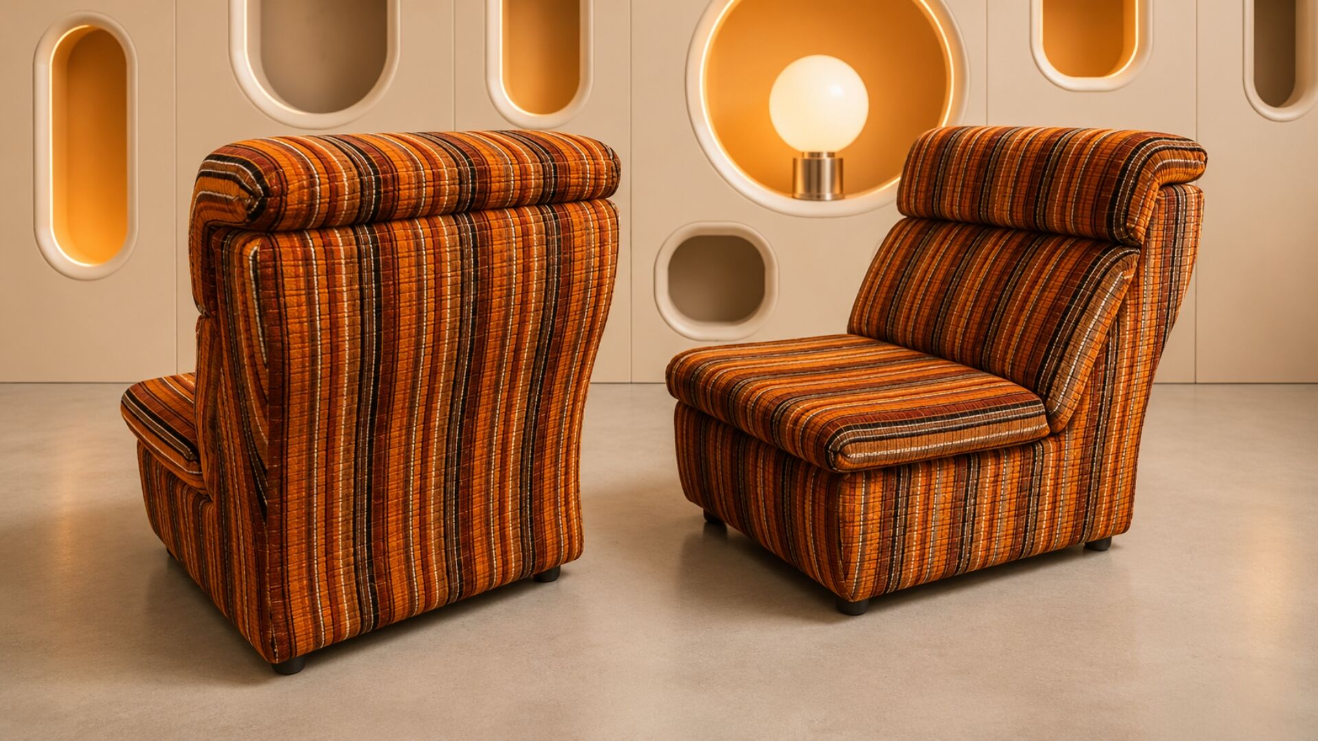 Superbe paire de chauffeuses Space Age des années 70"
