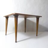 wooden side table with compass legs, 1950s/60s design