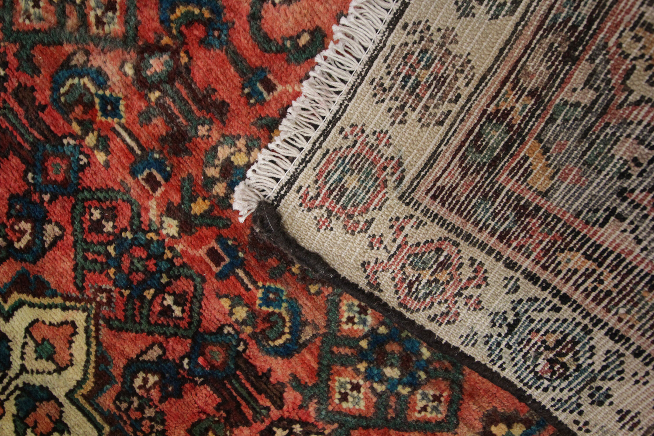 Traditional Rust Wool Area Rug Handmade Oriental Design Carpet- 94x240cm