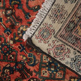 Traditional Rust Wool Area Rug Handmade Oriental Design Carpet- 94x240cm