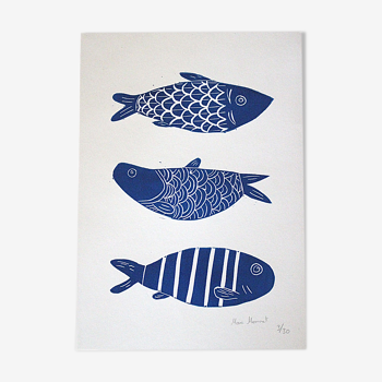 Linocut fish