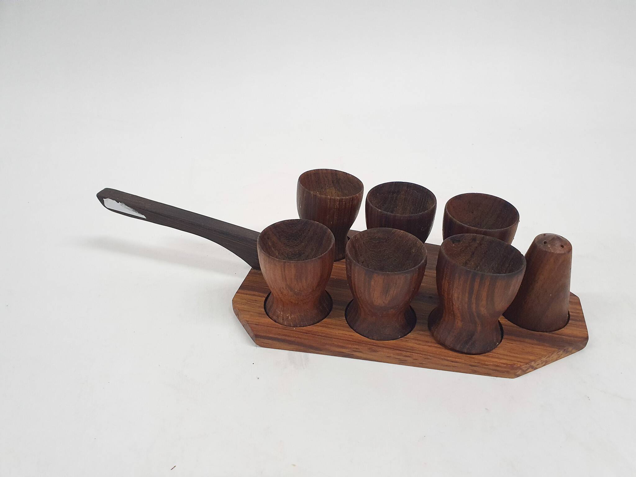 Vintage teak egg cups, Denmark 1950's