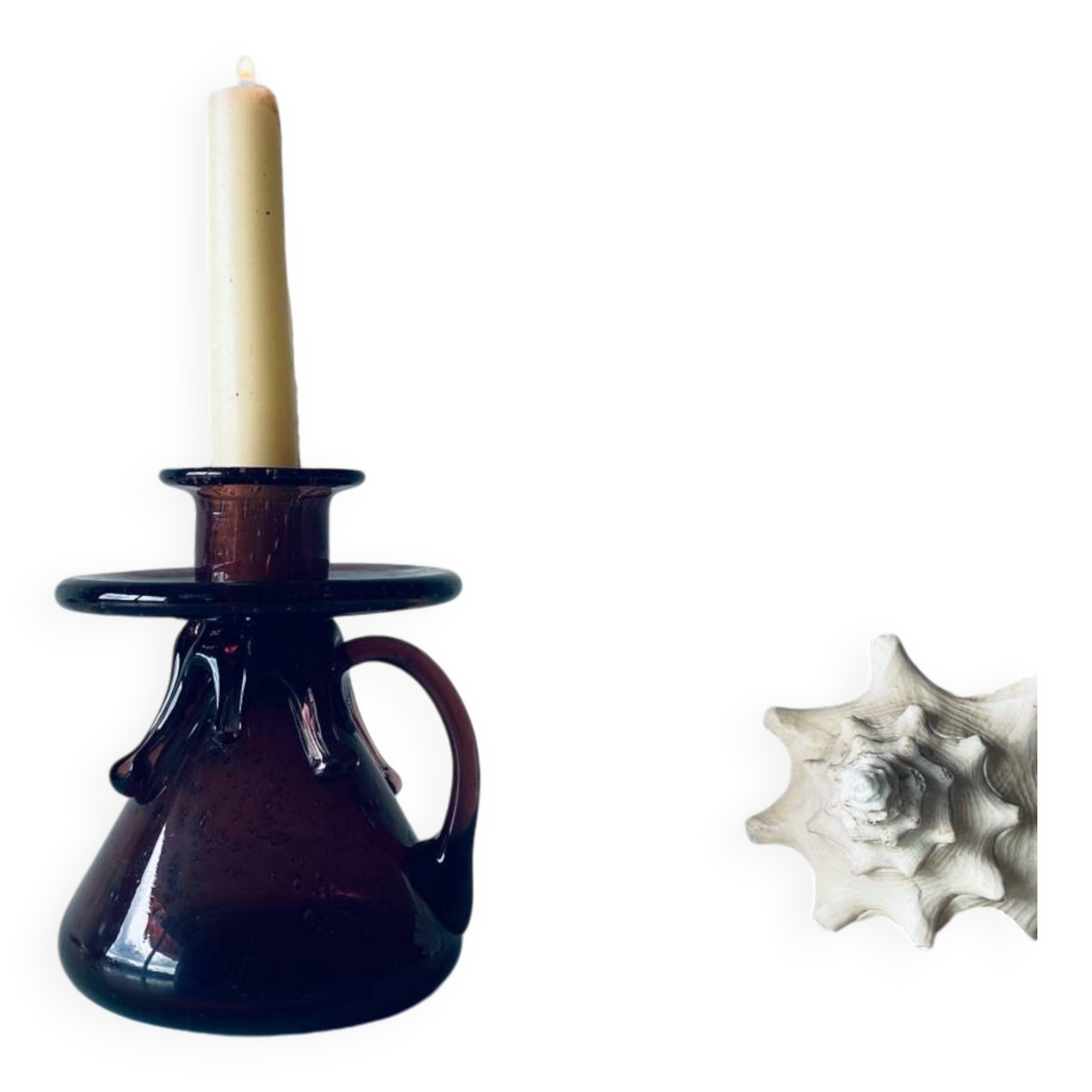 Bubble blown glass candle holder