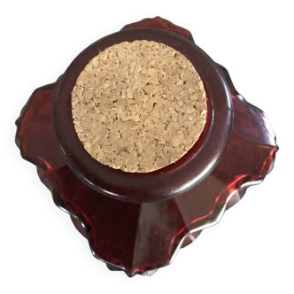 Vintage red wine glass jar with cork stopper