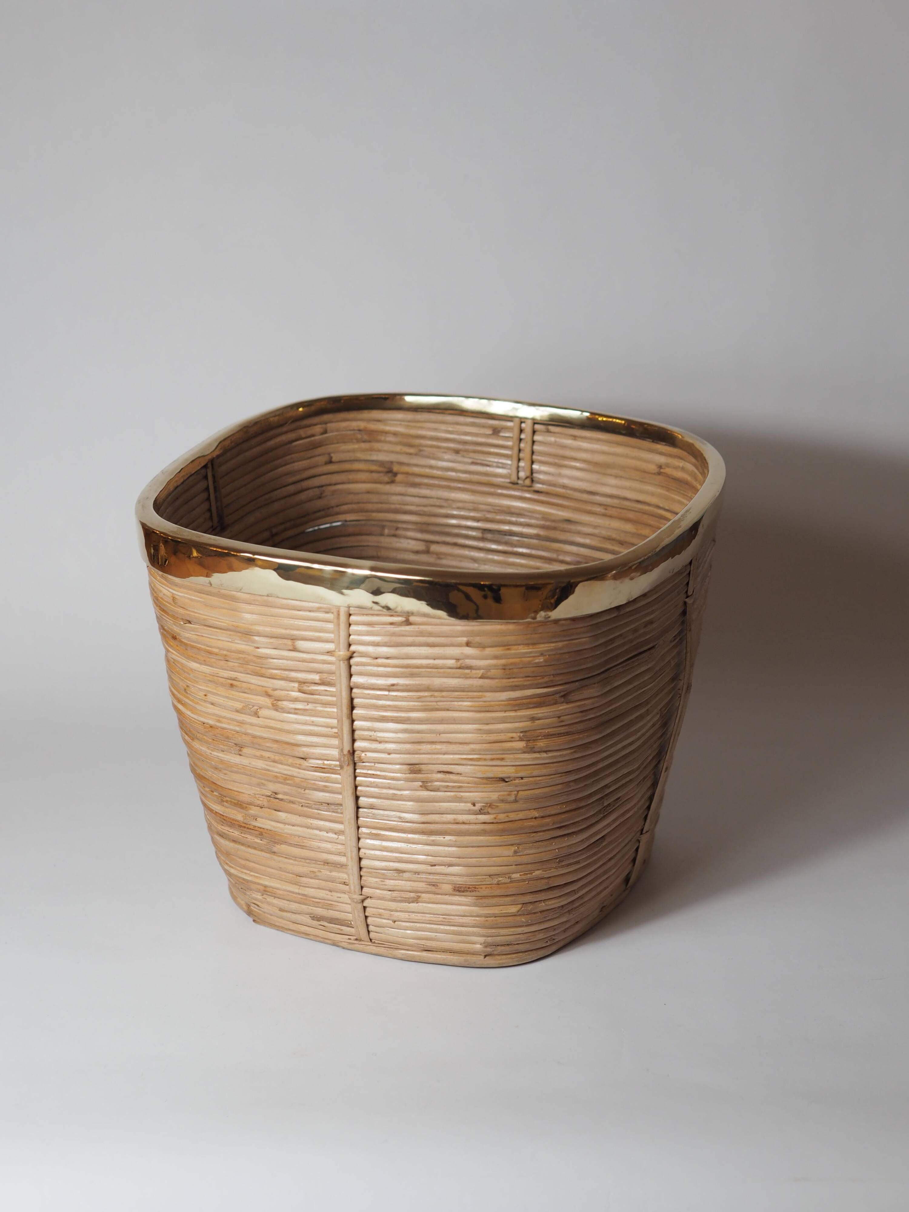 Vintage Italian style pencil holder and brass planter or basket.