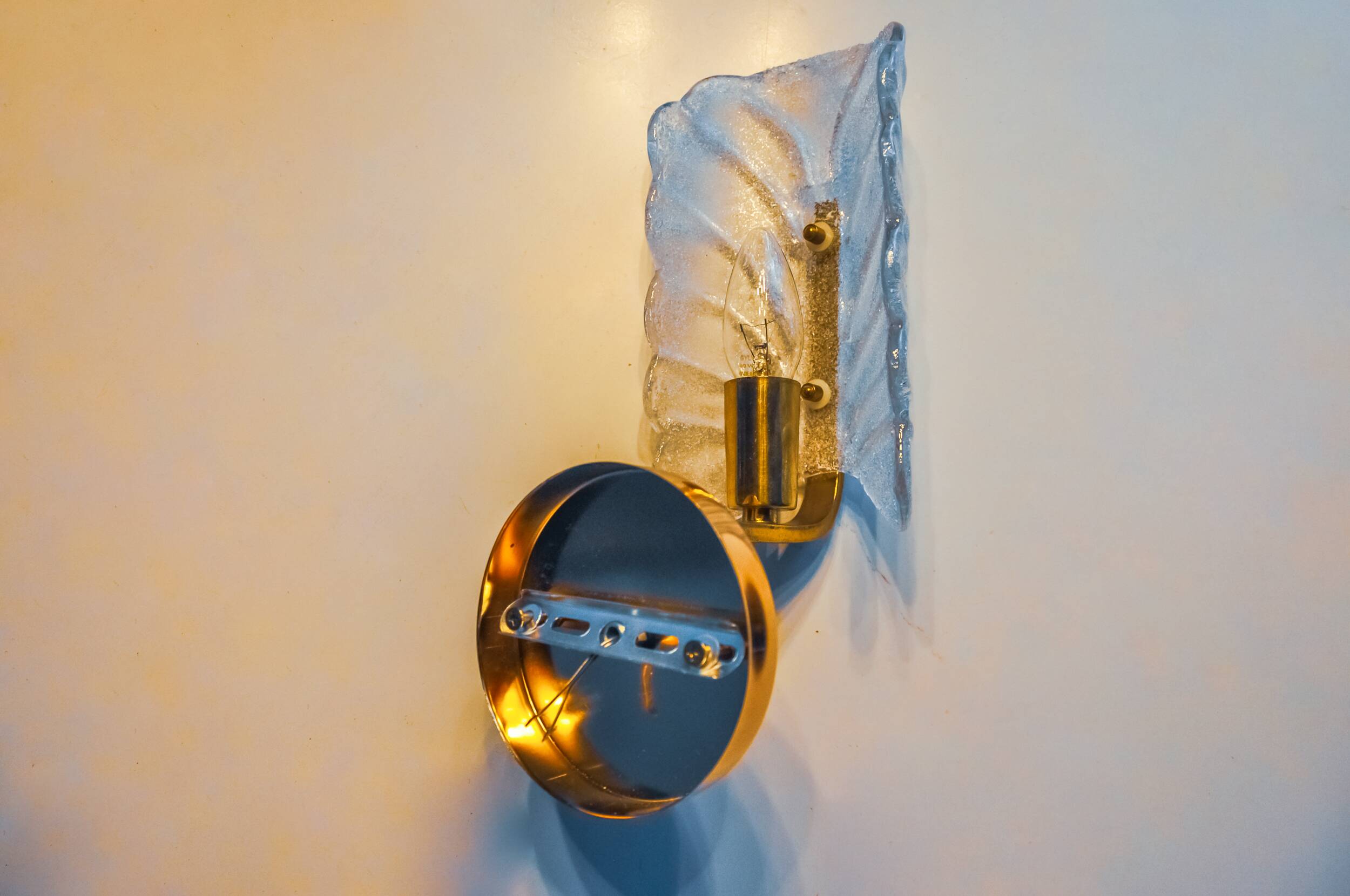 "Leaf" sconces by Carl Fagerlund, Murano glass, Germany, 1970