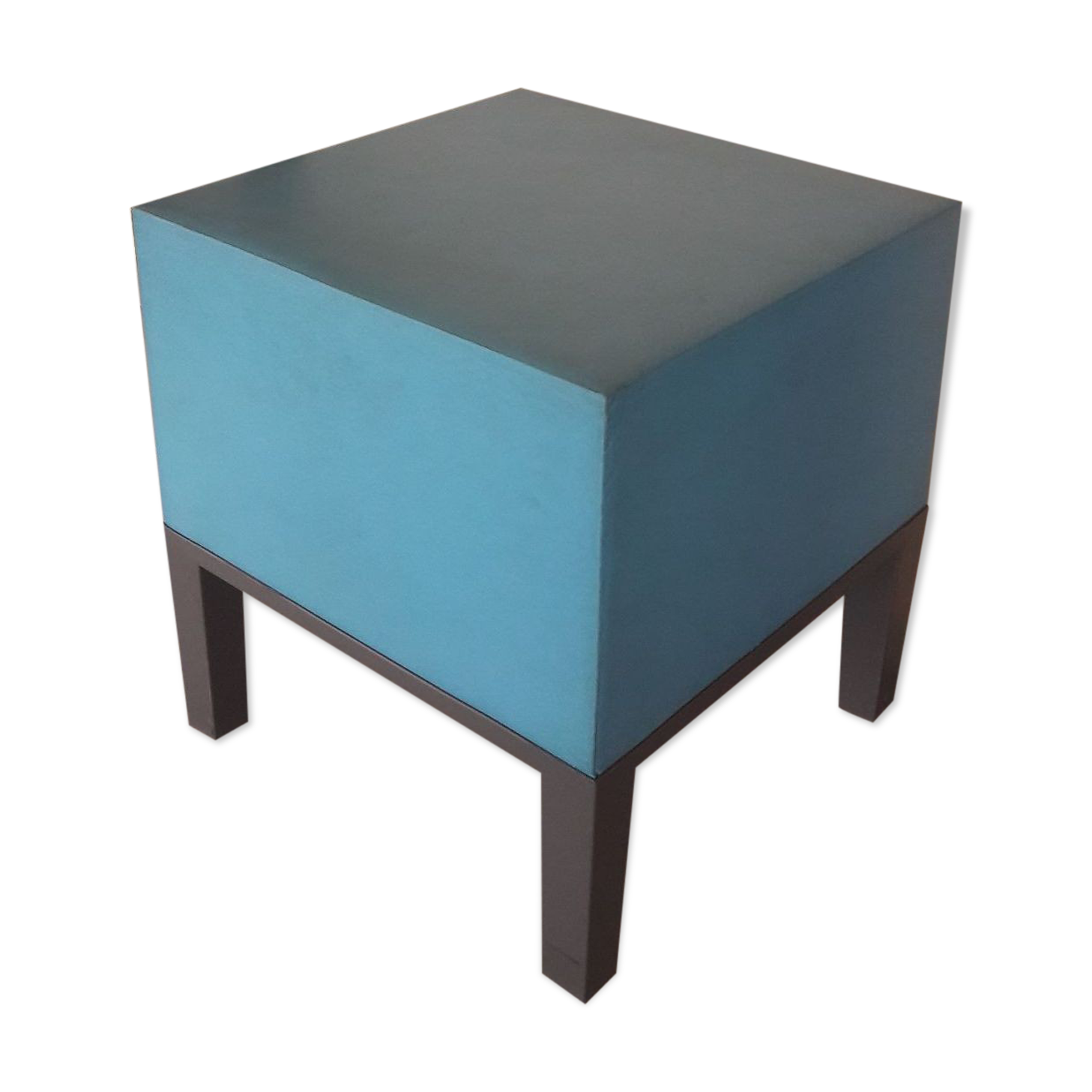Pouf "primary", grey plastic stucture, qm foam blue trim