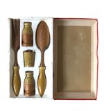 7 pieces ceramic and natural wood 70s