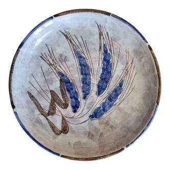 Ceramic Plate Le Brescon Vallauris Sheaf of Blue Wheat