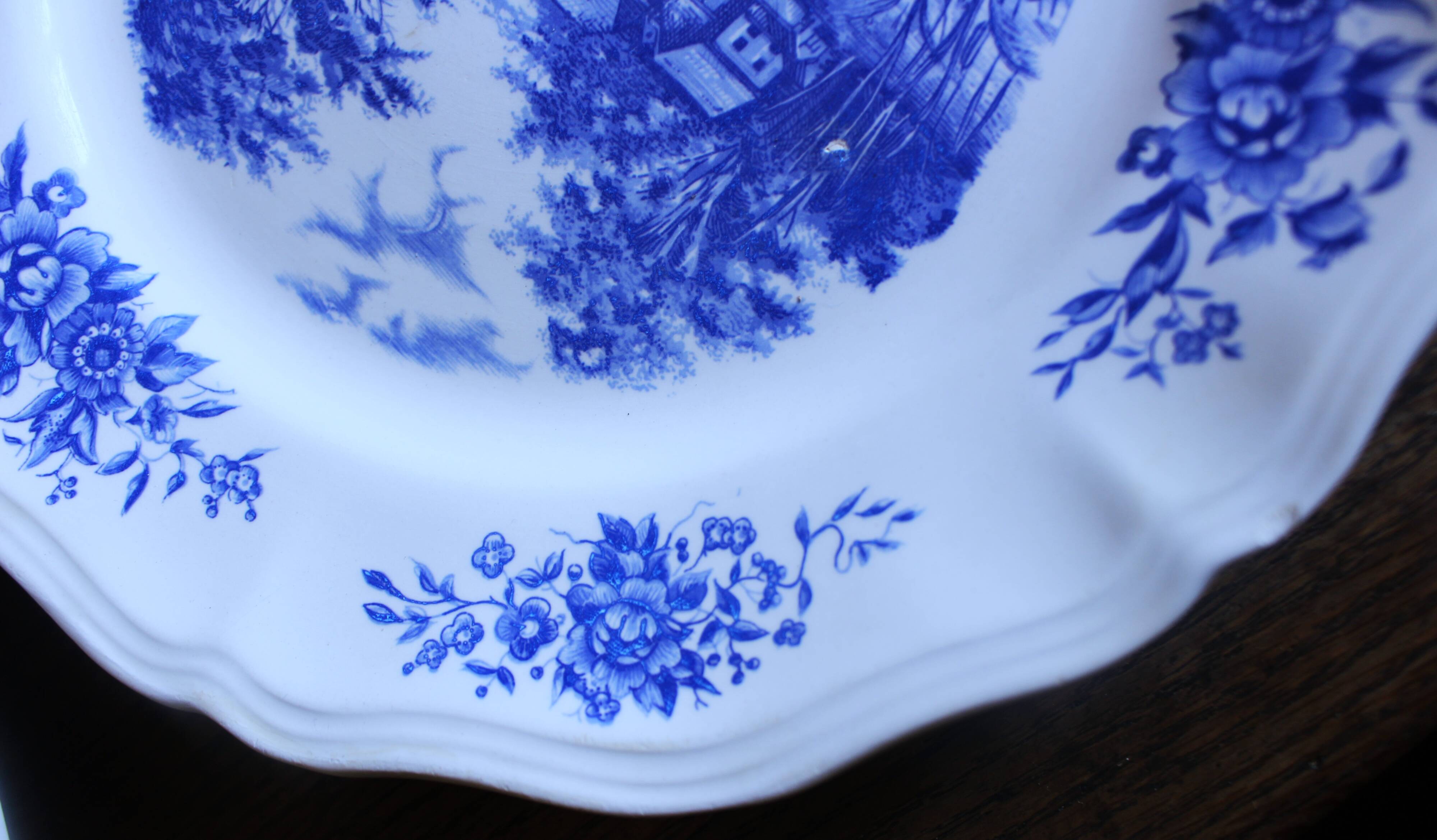 6 romantic blue Lunéville Sarreguemines dinner plates