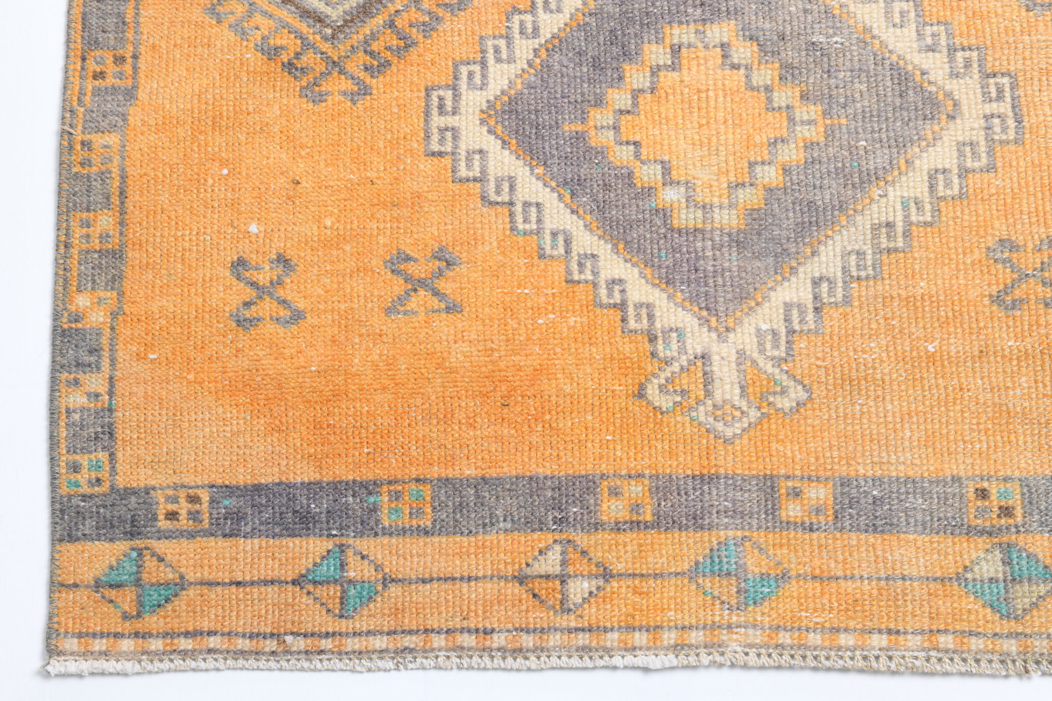3x11 orange vintage runner rug, 88x341cm