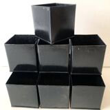 Lot square pots black metal