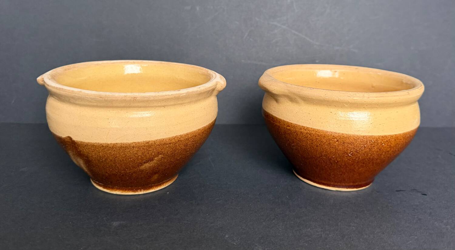 2 antique stoneware bowls