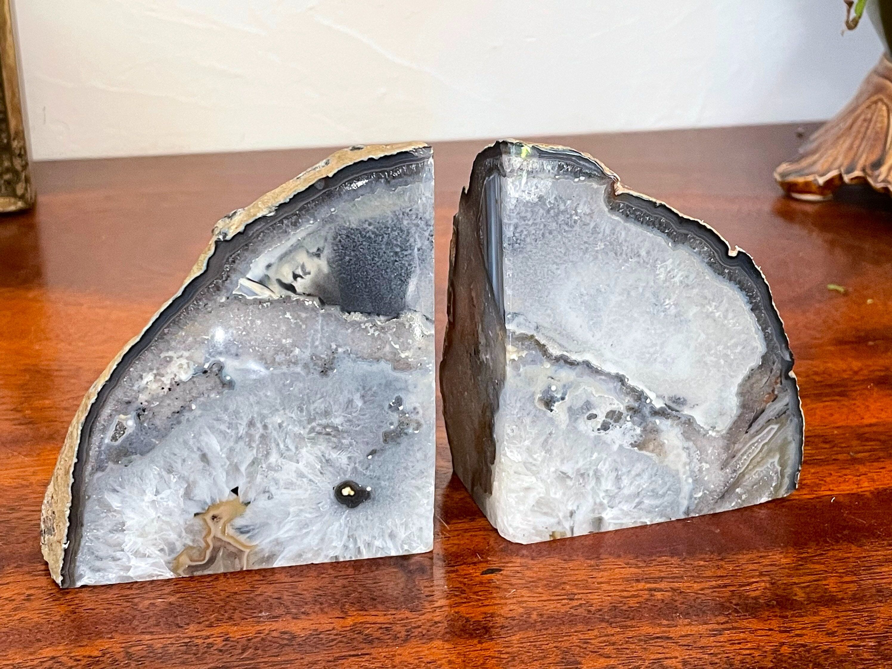 Paire de serre-livres en agate