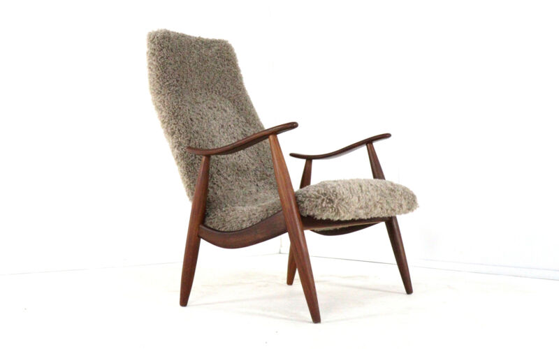 Mid century modern Armchair brown doodle (1) - total restoration - unique