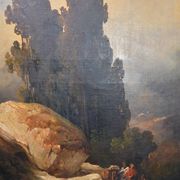 The convoy at the foot of the rocks, 1800s, oil on canvas.