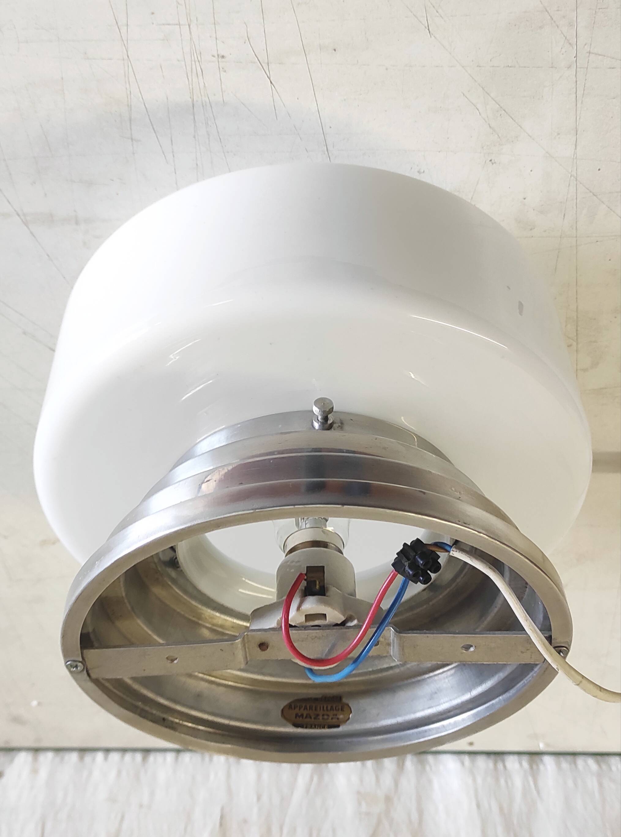 Mazda style Bauhaus opaline globe ceiling light - 1930s/40s