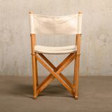 Mogens Koch MK16 Folding Chair in Beech Wood and Canvas for Rud Rasmussen, DK