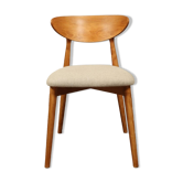 Chaise de table scandinave tissu beige bois naturel style minimaliste design ethnique personnalisation possible