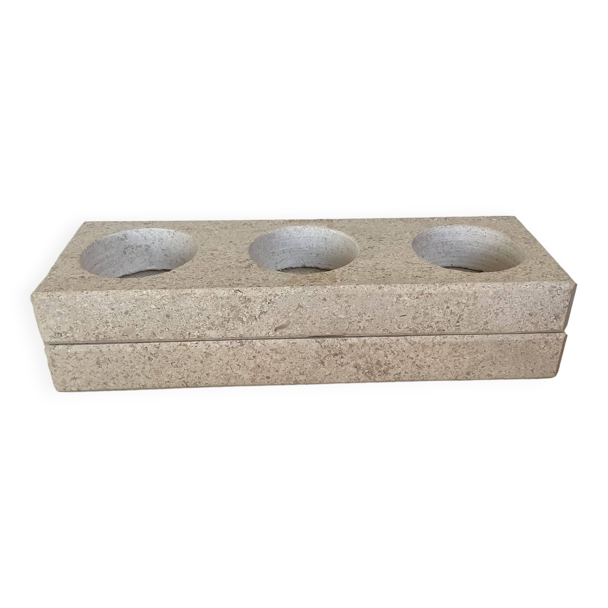 Travertine candle holder