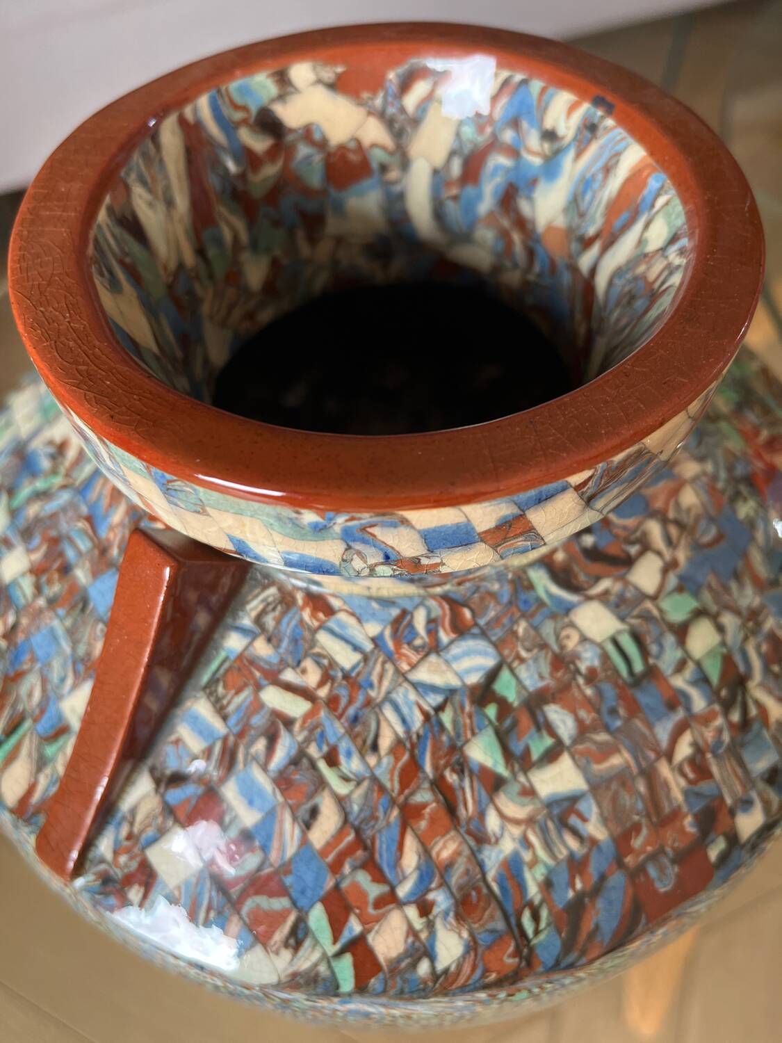 Gerbino vase in mosaic of colored earths