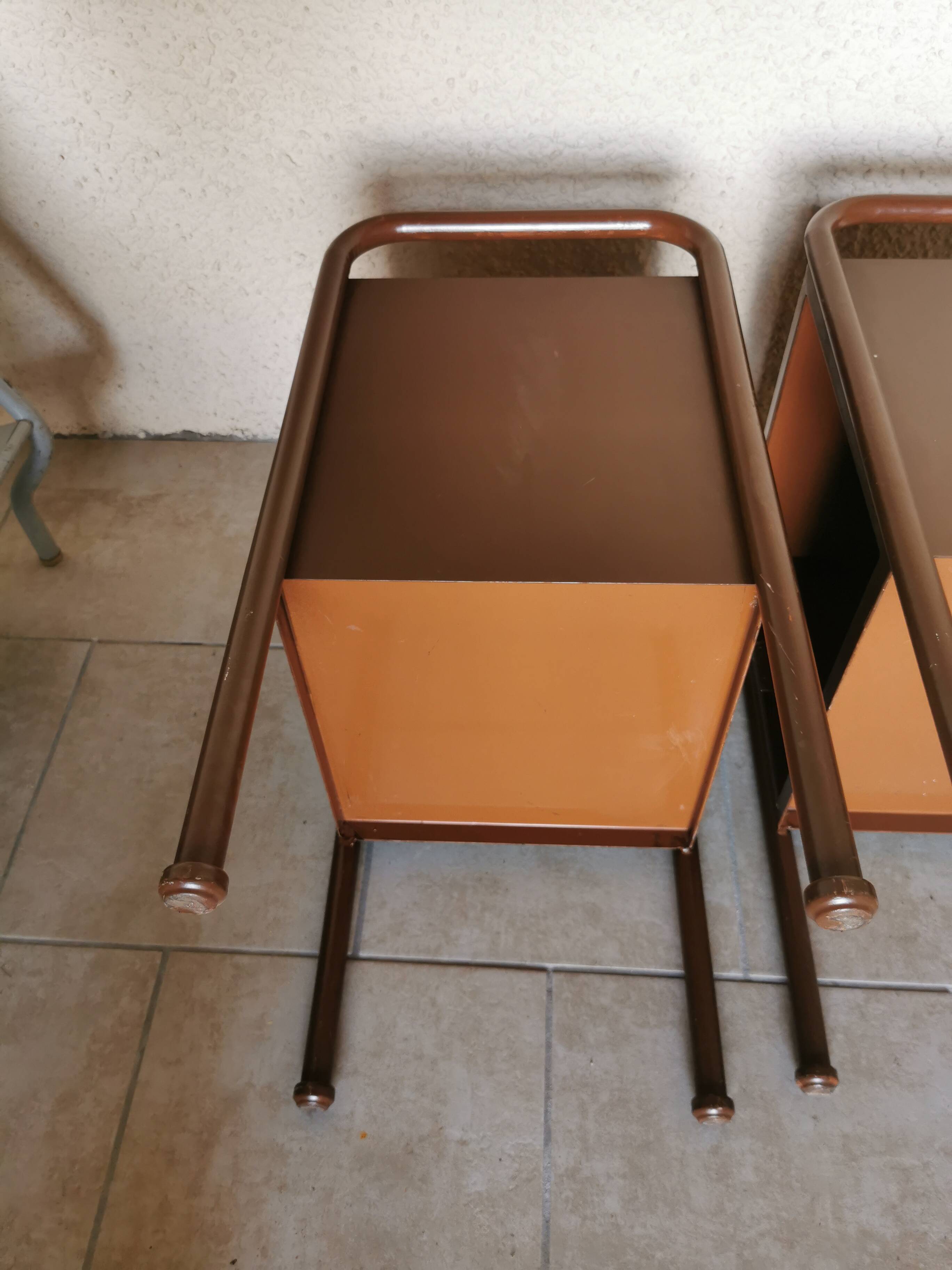 Pair of boarding school bedside tables