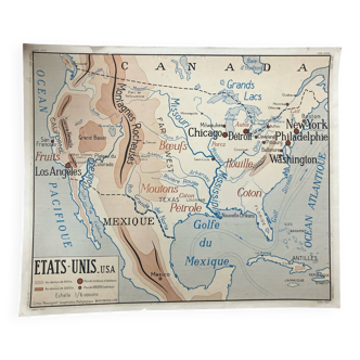 Carte scolaire Rossignol USA URSS, années 60