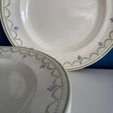 1900s Set of 6 vintage earthenware flat plates, Violetta model by Longwy