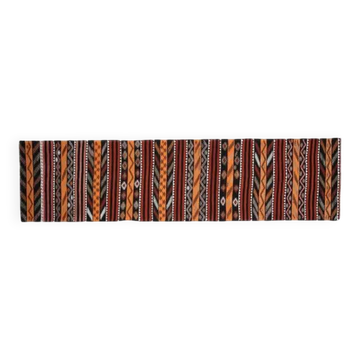 1970s Vintage Turkish Oushak Handmade Wool Cotton Orange Runner Rug 108x422