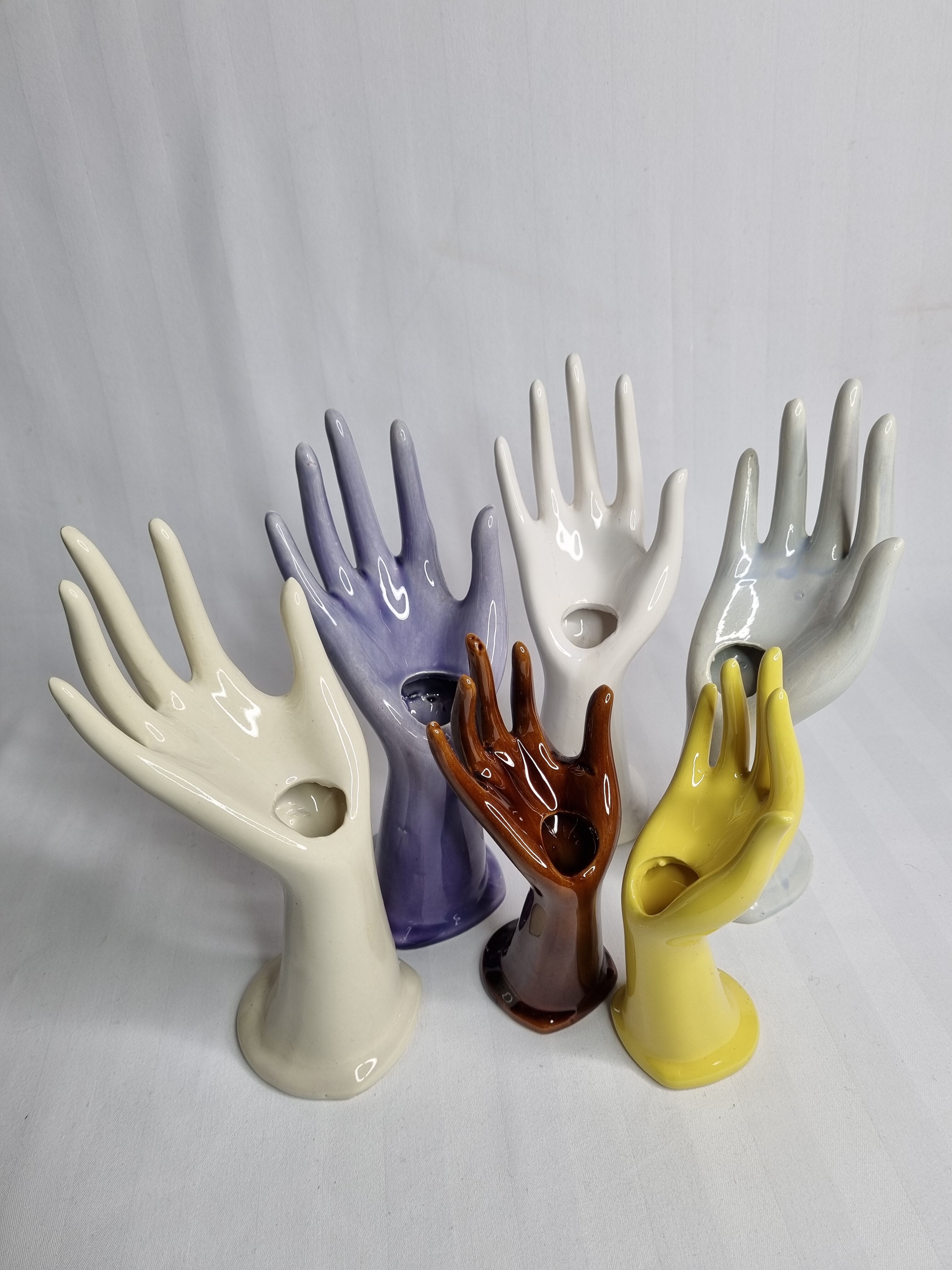 Ensemble de six mains baguiers soliflores vintages des années 70
