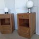Pair of Art Deco bedside tables in solid oak