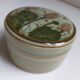 cracked celadon jewelry box signed Siam and numbered handmade lotus flower pattern