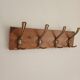 Wall-mounted coat rack in wood – 4 metal hooks – 45 cm