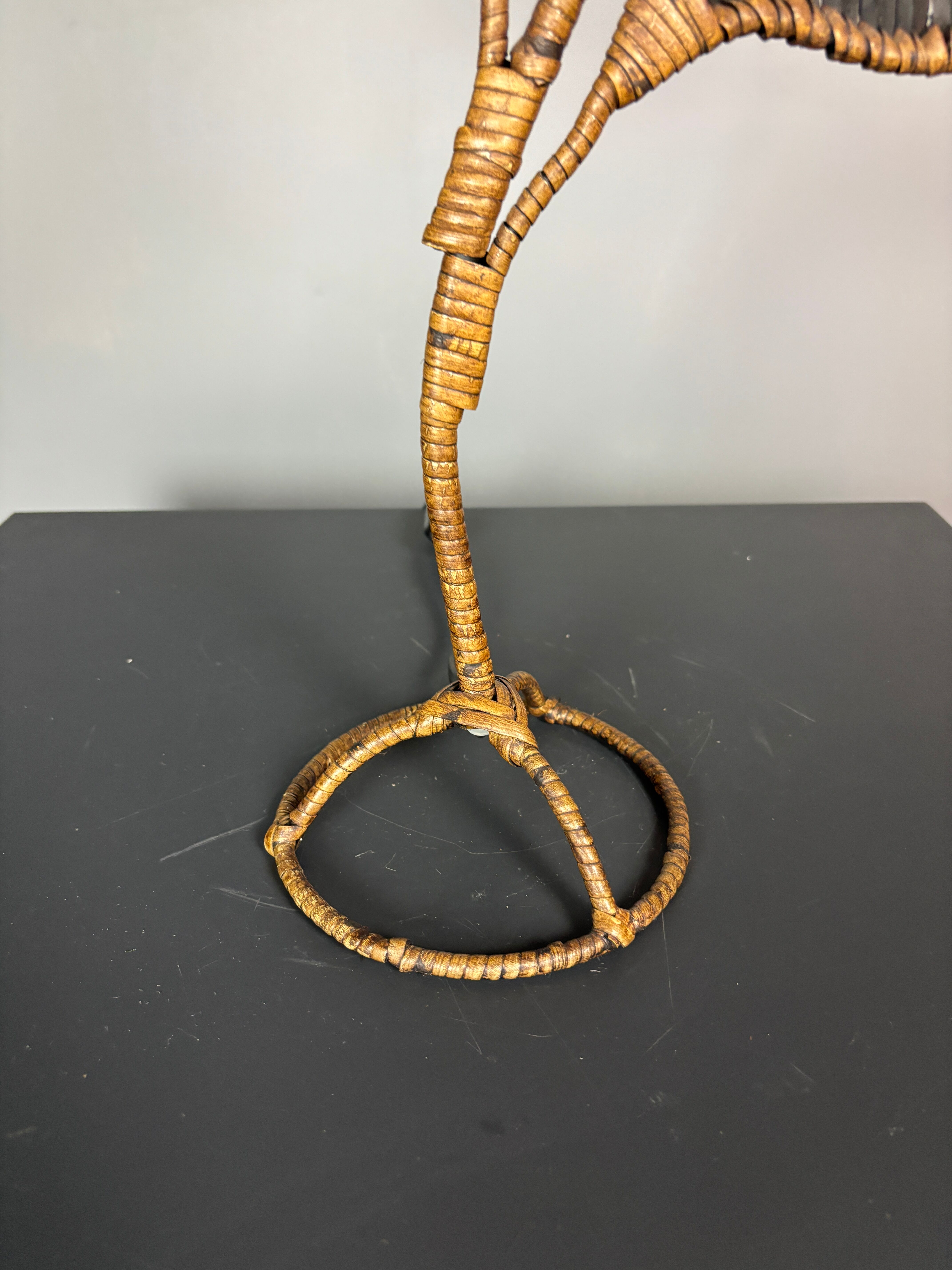 Large midcentury rattan wicker flower table lamp, 1960s