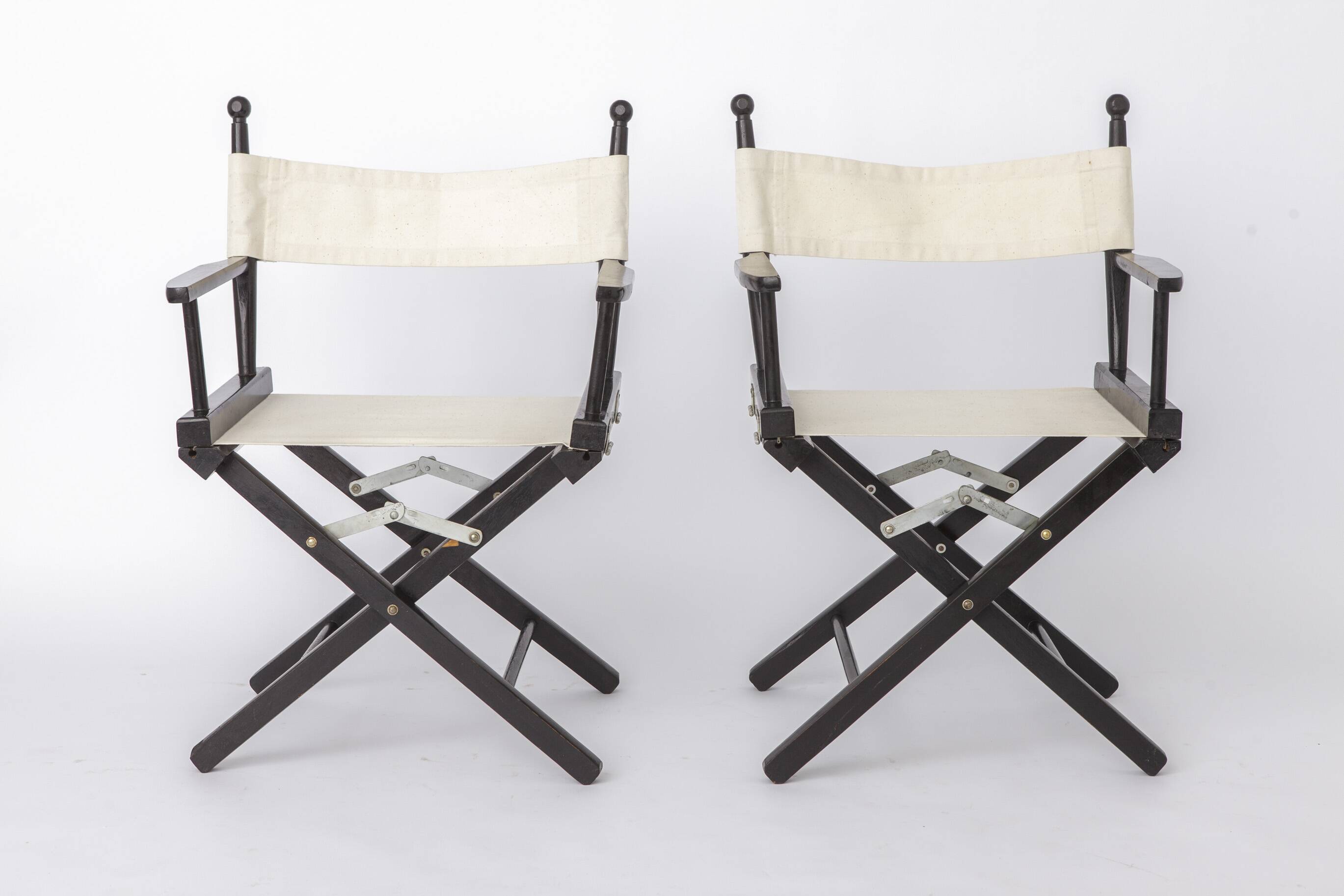 Pair of Vintage Director’s Chairs, 1970s Folding Chairs, Black Beech Wood