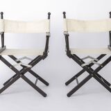 Pair of Vintage Director’s Chairs, 1970s Folding Chairs, Black Beech Wood