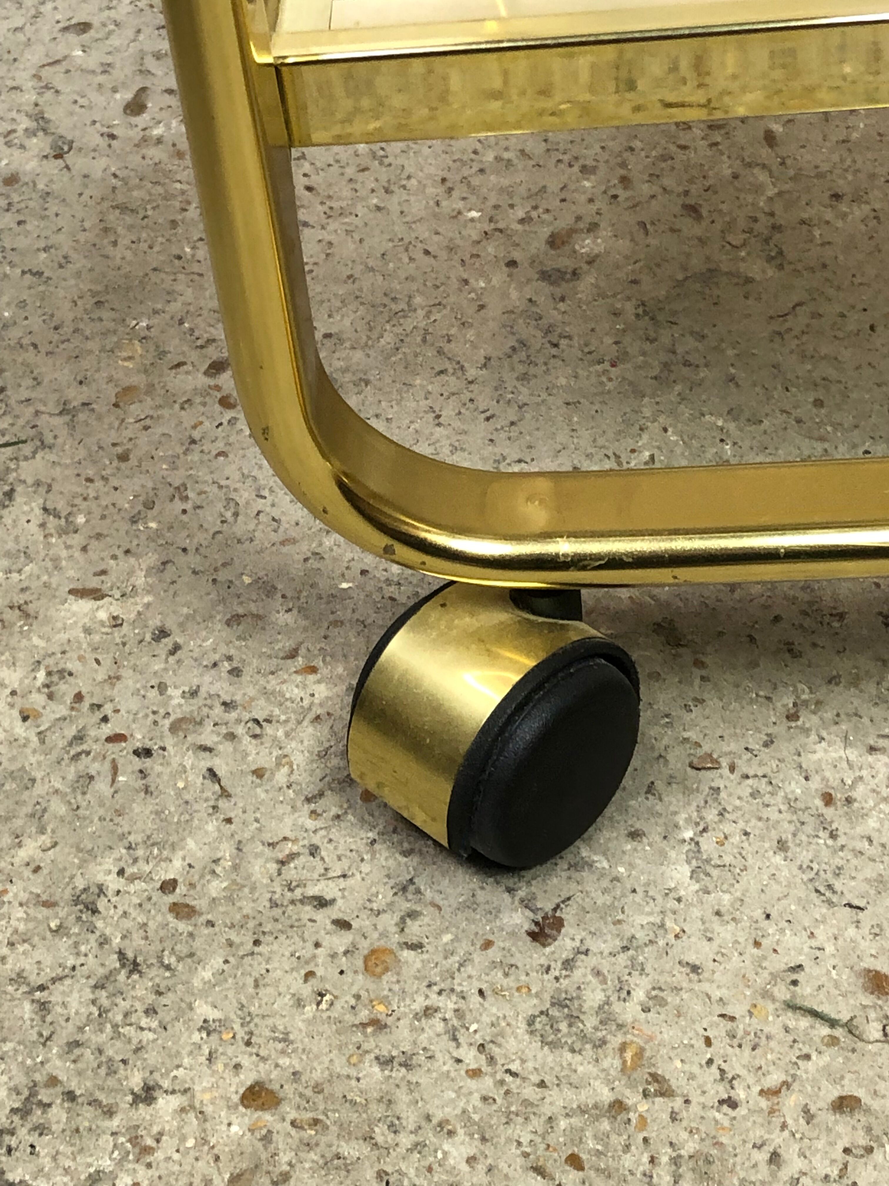 Desserte table roulante pliable mb patent italy en métal doré 70's