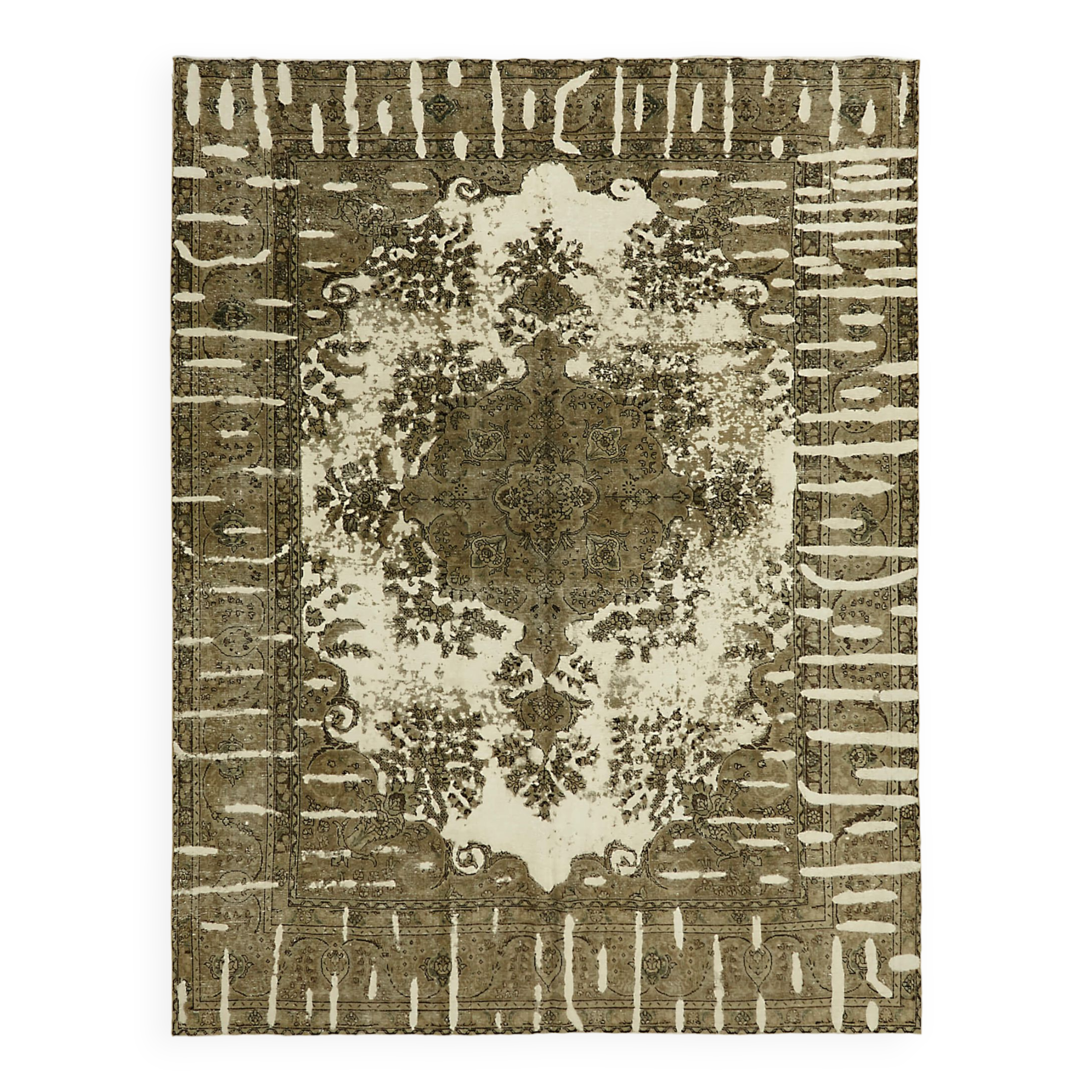 Handmade Oriental Contemporary 1980s 306 cm x 398 cm Beige Wool Carpet